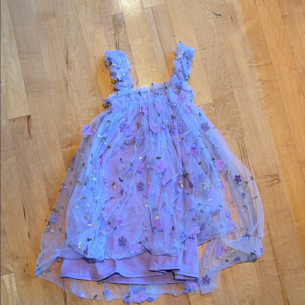 SHEIN Purple Floral Kids Formal Dress